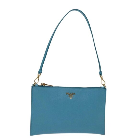 PRADA Accessory Pouch Safiano leather Blue Auth - Picture 1 of 15